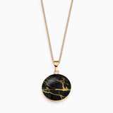 Kette 925er Sterling Silber, 18K vergoldet, Black Marble - Lückheide