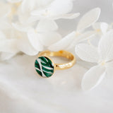 Ring, 925er Sterling Silber, 18K vergoldet, Monstera - Lückheide