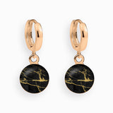 Creolen, 925er Sterling Silber, 18K vergoldet, Black Marble - Lückheide