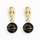 Creolen, 925er Sterling Silber, 18K vergoldet, Black Marble - Lückheide