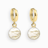 Creolen, 925er Sterling Silber, 18K vergoldet, White Marble - Lückheide