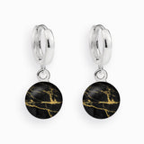 Creolen, 925er Sterling Silber, 18K vergoldet, Black Marble - Lückheide