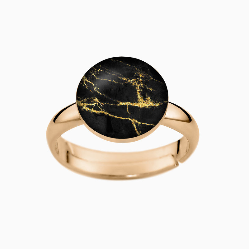 Ring, 925er Sterling Silber, 18K vergoldet, Black Marble - Lückheide