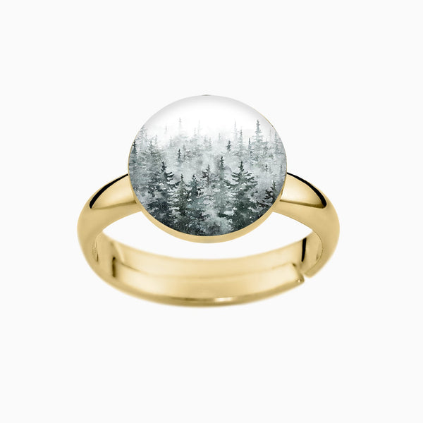 Ring, 925er Sterling Silber, 18K vergoldet, Wood - Lückheide