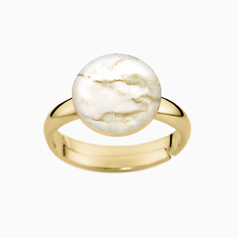 Ring, 925er Sterling Silber, 18K vergoldet, White Marble - Lückheide