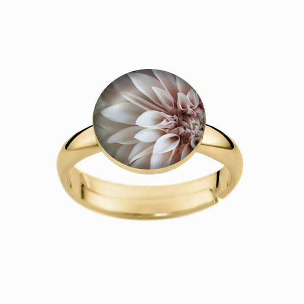 Ring, 925er Sterling Silber, 18K vergoldet, White Pearl Flower - Lückheide