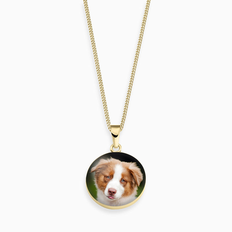 Personalisierbare Hunde Foto Kette 925er Sterling Silber 18K vergoldet - Lückheide